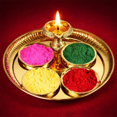 Holi Color Thali Set with Diya