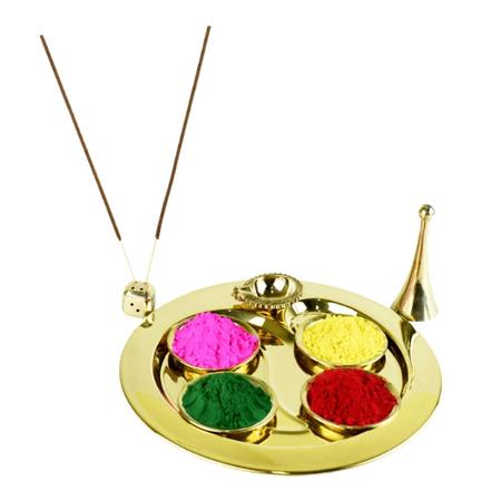Holi Festival Special Brass Pooja Thali set