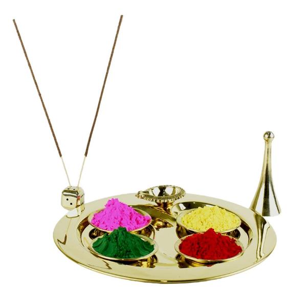Holi Festival Special Brass Pooja Thali set