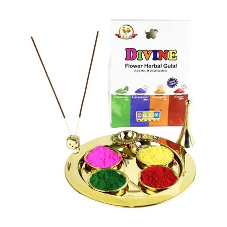Premium Holi Thali with Flower Fragrance Herbal Gulal