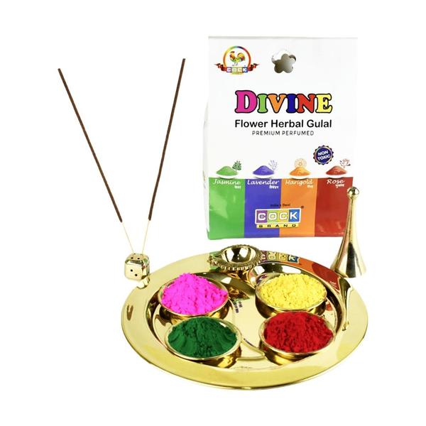 Premium Holi Thali with Flower Fragrance Herbal Gulal