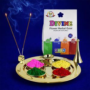 Premium Holi Thali with Flower Fragrance Herbal Gulal