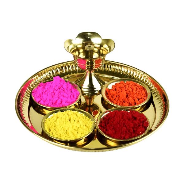 Holi Special Brass Puja Thali set