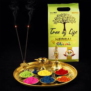 Holi Festival Thali Set With Fragrance Harbal Gulal Combo