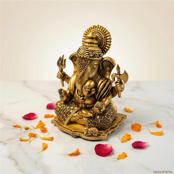 Premium Brass Ganesh Murti Idol – Traditional Antique Design
