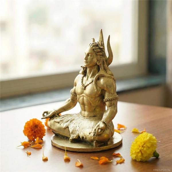 Brass Adiyogi Lord Shiva Idol – Premium Mahadev Murti for Sacred Spaces