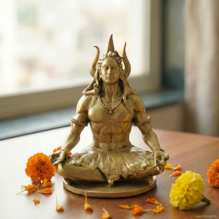 Brass Adiyogi Lord Shiva Idol – Premium Mahadev Murti for Sacred Spaces