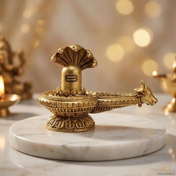 Brass Shivling with Nandi – Sheshnaag Mahadev Idol for Shiv Puja & Temple Decor