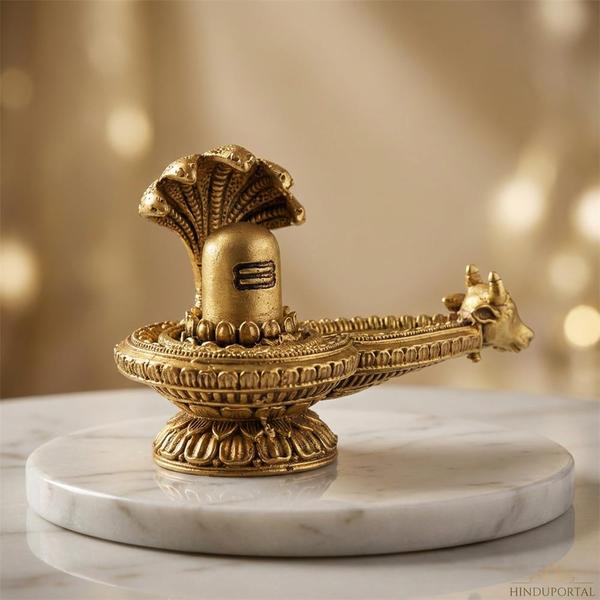 Brass Shivling with Nandi – Sheshnaag Mahadev Idol for Shiv Puja & Temple Decor