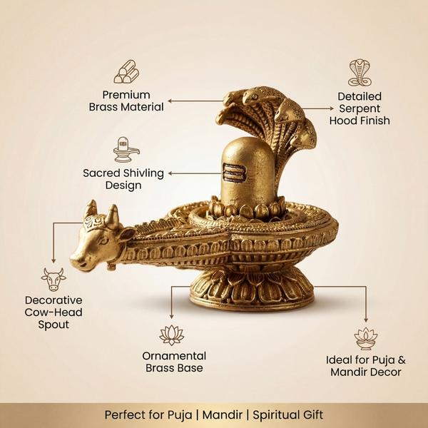 Brass Shivling with Nandi – Sheshnaag Mahadev Idol for Shiv Puja & Temple Decor