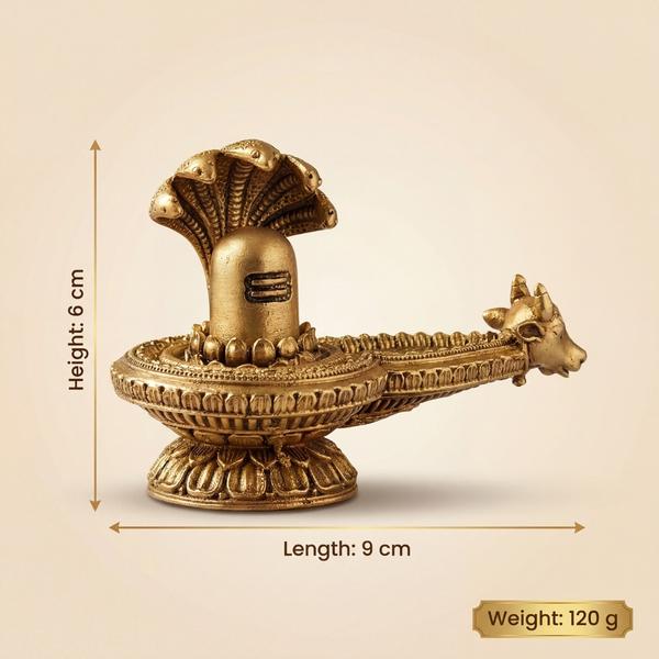 Brass Shivling with Nandi – Sheshnaag Mahadev Idol for Shiv Puja & Temple Decor