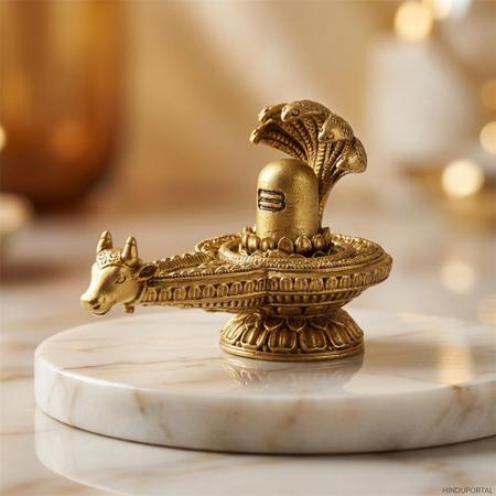 Brass Shivling with Nandi – Sheshnaag Mahadev Idol for Shiv Puja & Temple Decor
