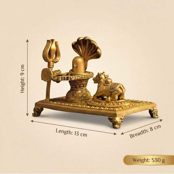 Premium Brass Shivling with Nandi & Trishul – Sheshnaag Mahadev Idol for Shiv Puja