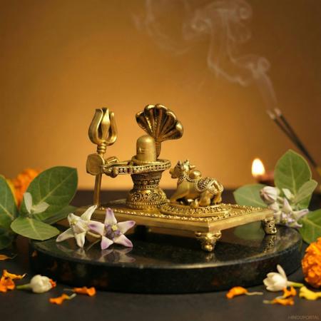 Premium Brass Shivling with Nandi & Trishul – Sheshnaag Mahadev Idol for Shiv Puja