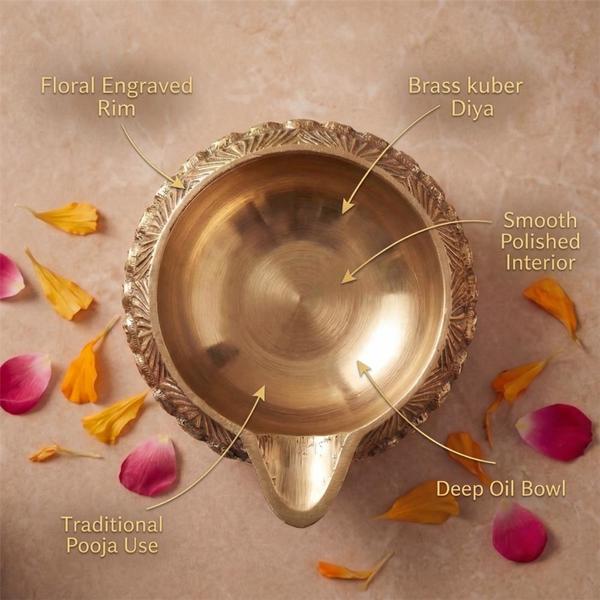 Brass Kuber Diya Deepak for Pooja, Aarti, Mandir & Festival Decoration