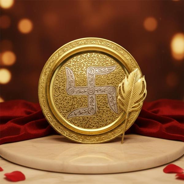 Temple Grade Pooja Thali Set with Diya & Bowls Traditional Mandir Aarti Plate Aluminium