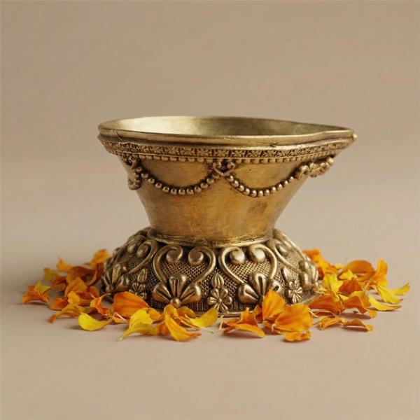 Handcrafted Brass Pooja Diya for Mandir, Aarti & Daily Worship