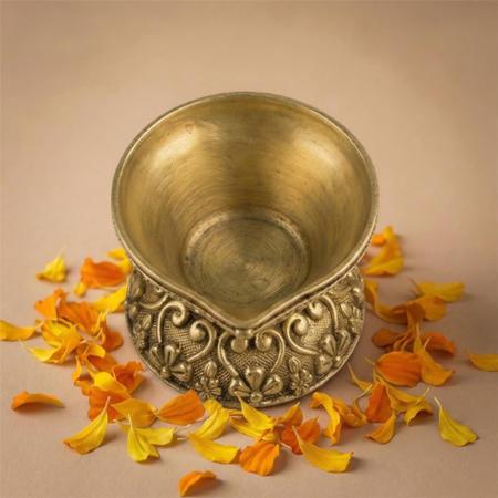 Handcrafted Brass Pooja Diya for Mandir, Aarti & Daily Worship