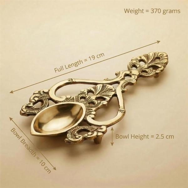 Antique Brass Handheld Diya for Aarti, Mandir Decoration and Festival Use