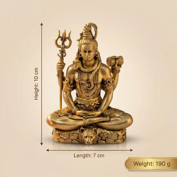 Brass Shiv Shambhu Murti in Meditation Pose for Mandir and Pooja Room
