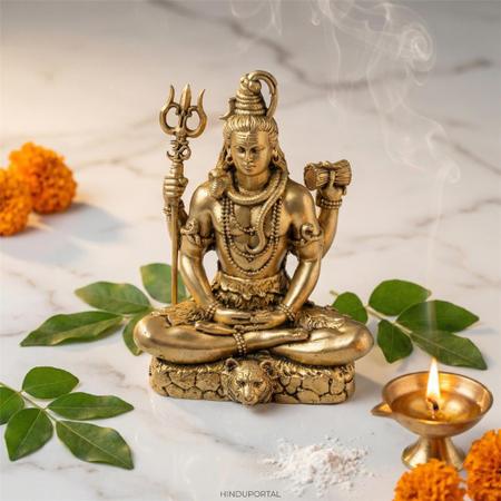 Brass Shiv Shambhu Murti in Meditation Pose for Mandir and Pooja Room