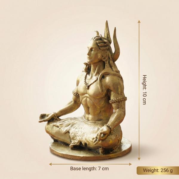 Pure Brass Adiyogi Murti Idol for Home Temple, Office Desk, Car Dashboard, Spiritual Decor