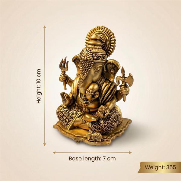 Pure Brass Lord Ganesha Idol Murti for Home Temple, Office Desk, Car Dashboard, Puja Decor & Spiritual Gift