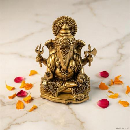 Pure Brass Lord Ganesha Idol Murti for Home Temple, Office Desk, Car Dashboard, Puja Decor & Spiritual Gift