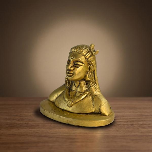 Pure Brass Shiv Ji Murti with Crescent Moon for Temple, Car Dashboard Office & Spiritual Gift