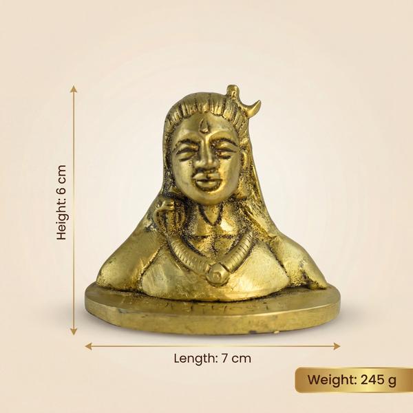 Pure Brass Shiv Ji Murti with Crescent Moon for Temple, Car Dashboard Office & Spiritual Gift
