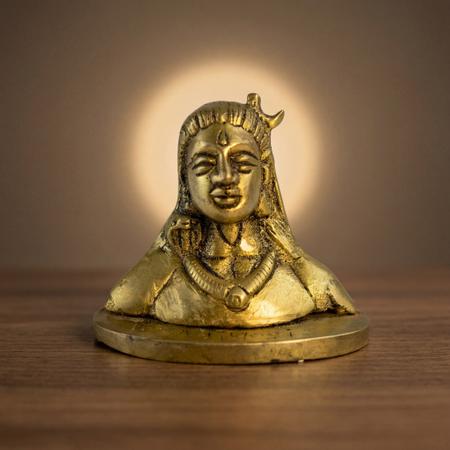 Pure Brass Shiv Ji Murti with Crescent Moon for Temple, Car Dashboard Office & Spiritual Gift
