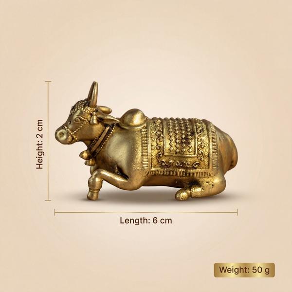 Pure Brass Kamdhenu Cow Idol for Home Temple, Car Dashboard, Puja Mandir, Vastu Decor & Spiritual Gift