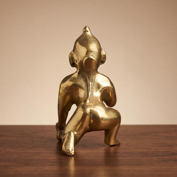 Pure Brass Laddu Gopal Idol for Home Temple - Handcrafted Crawling Bal Gopal Murti for Puja Mandir, Janmashtami & Spiritual Gifting