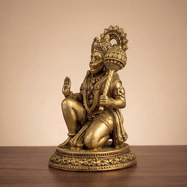 Pure Brass Hanuman Idol with Gada for Home Temple, Puja Mandir, Vastu Decor & Spiritual Gift