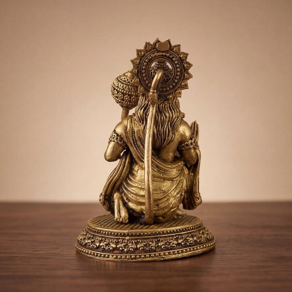 Pure Brass Hanuman Idol with Gada for Home Temple, Puja Mandir, Vastu Decor & Spiritual Gift