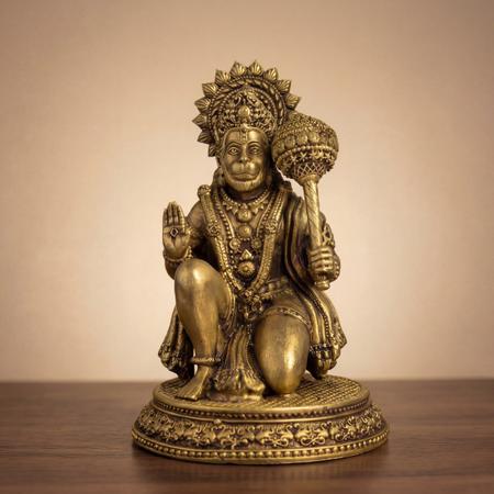 Pure Brass Hanuman Idol with Gada for Home Temple, Puja Mandir, Vastu Decor & Spiritual Gift