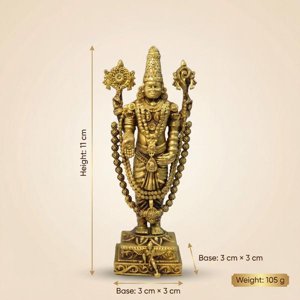 Pure Brass Tirupati Balaji Idol with Shankh Chakra for Home Temple, Puja Mandir, Vastu Decor & Spiritual Gift