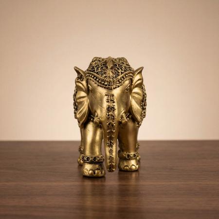 Brass Lucky Elephant Murti with Engraved Design – Vastu Elephant for Home, Mandir & Gift