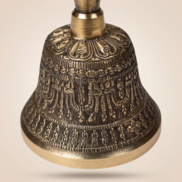 Pure Brass Tibetan Vajra Bell with Trishul Handle for Puja, Meditation, Mandir & Spiritual Rituals