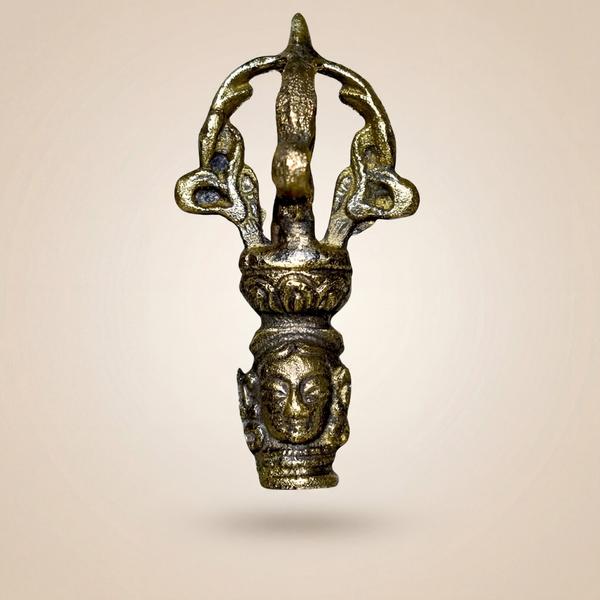 Pure Brass Tibetan Vajra Bell with Trishul Handle for Puja, Meditation, Mandir & Spiritual Rituals
