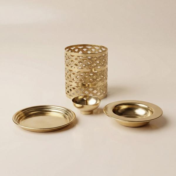 Pure Brass Camphor Burner Lamp for Puja, Dhoop Burner & Spiritual Home Decor