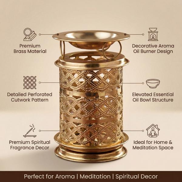 Pure Brass Camphor Burner Lamp for Puja, Dhoop Burner & Spiritual Home Decor