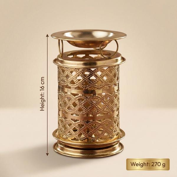 Pure Brass Camphor Burner Lamp for Puja, Dhoop Burner & Spiritual Home Decor