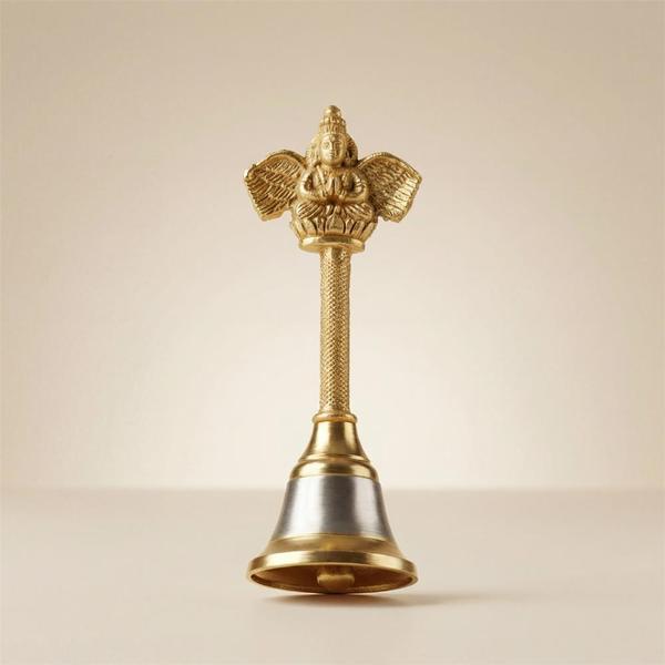 Pure Brass Kamdhenu Pooja Thali Set with Bell, Diya and Incense Holder for Puja, Mandir and Spiritual Gift