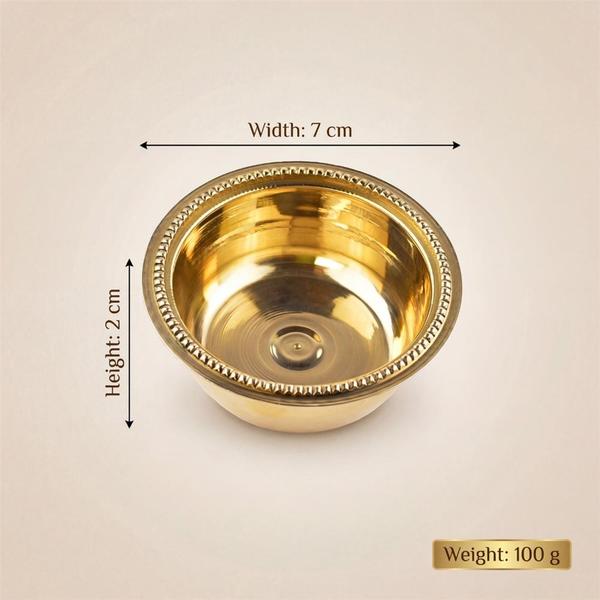 Pure Brass Puja Bowl for Ritual Use, Brass Katori for Mandir, Bhog and Daily Utility