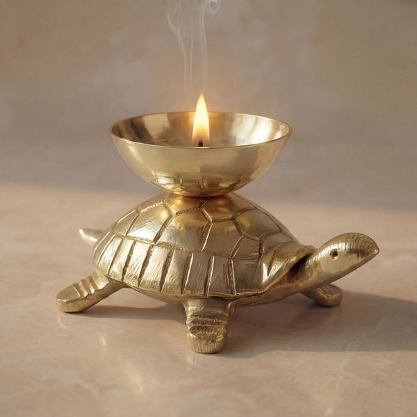 Pure Brass Tortoise Diya for Vastu | Turtle Oil Lamp for Puja, Home Temple, Spiritual Decor & Positive Energy