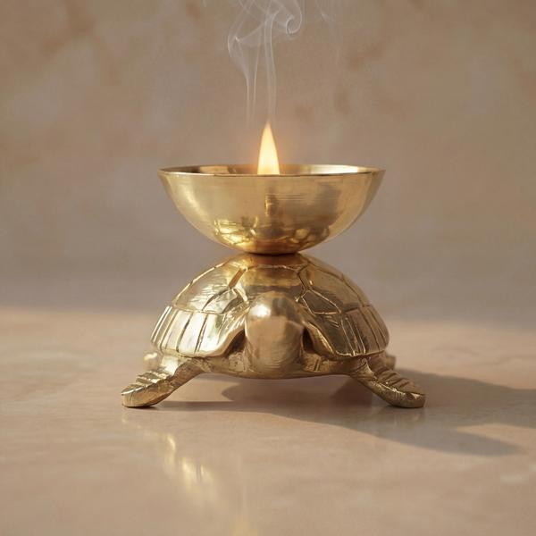 Pure Brass Tortoise Diya for Vastu | Turtle Oil Lamp for Puja, Home Temple, Spiritual Decor & Positive Energy