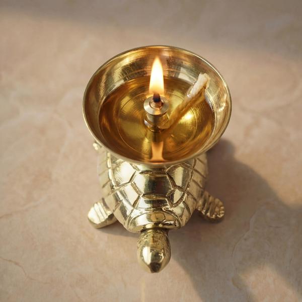 Pure Brass Tortoise Diya for Vastu | Turtle Oil Lamp for Puja, Home Temple, Spiritual Decor & Positive Energy