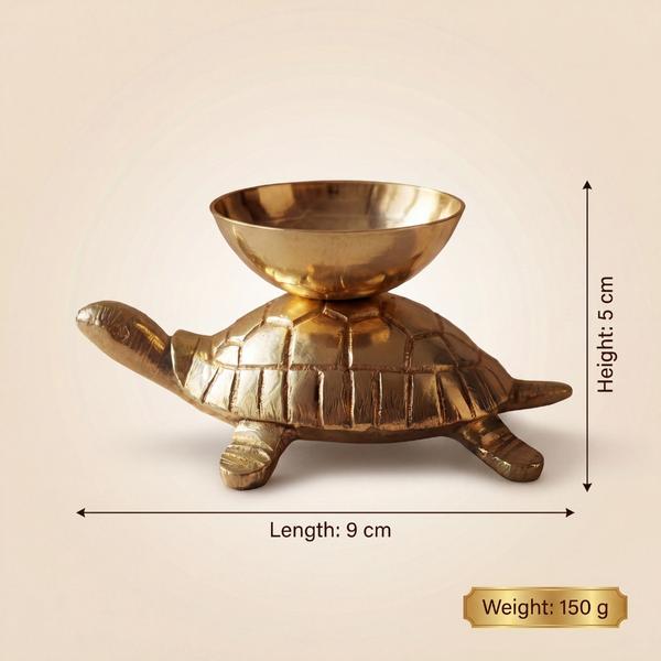 Pure Brass Tortoise Diya for Vastu | Turtle Oil Lamp for Puja, Home Temple, Spiritual Decor & Positive Energy