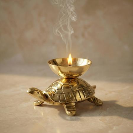 Pure Brass Tortoise Diya for Vastu | Turtle Oil Lamp for Puja, Home Temple, Spiritual Decor & Positive Energy